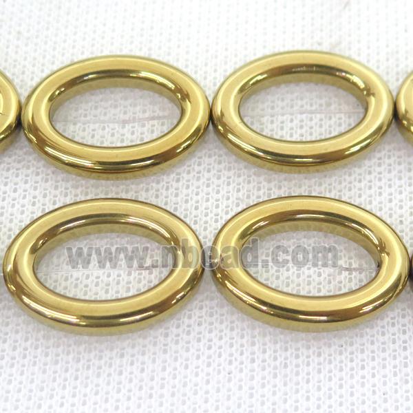 Hematite oval beads, gold plated