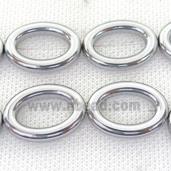 Hematite oval beads, silver plated