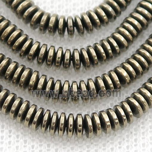 Hematite heishi beads, pyrite color electroplated