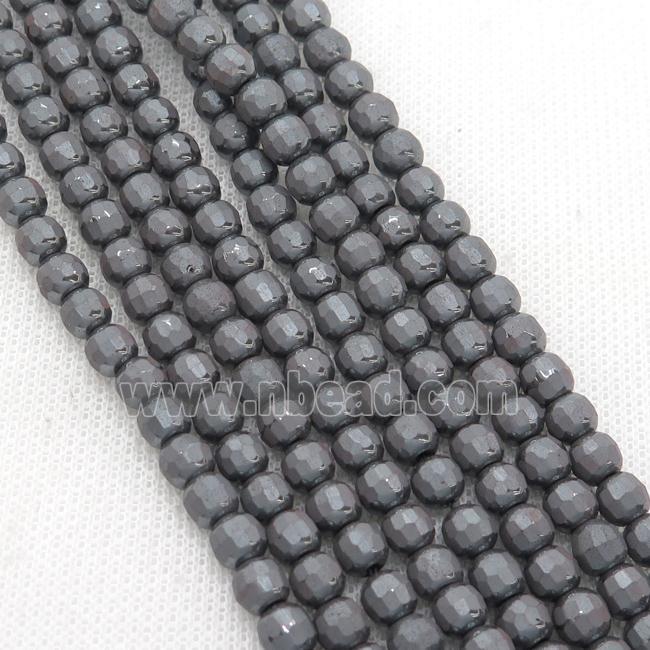 Black Hematite Beads Faceted Round