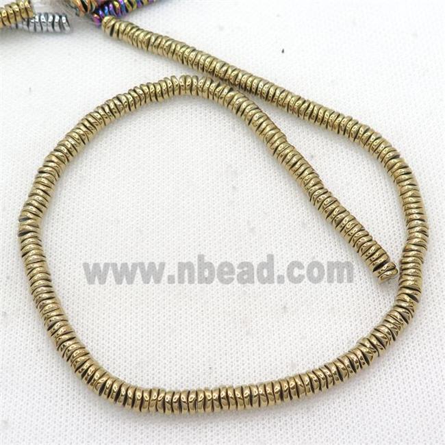 Hematite Heishi Spacer Beads Twist Lt.Gold