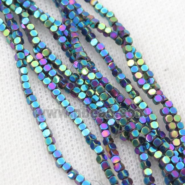 Rainbow Hematite Beads Faceted Cube