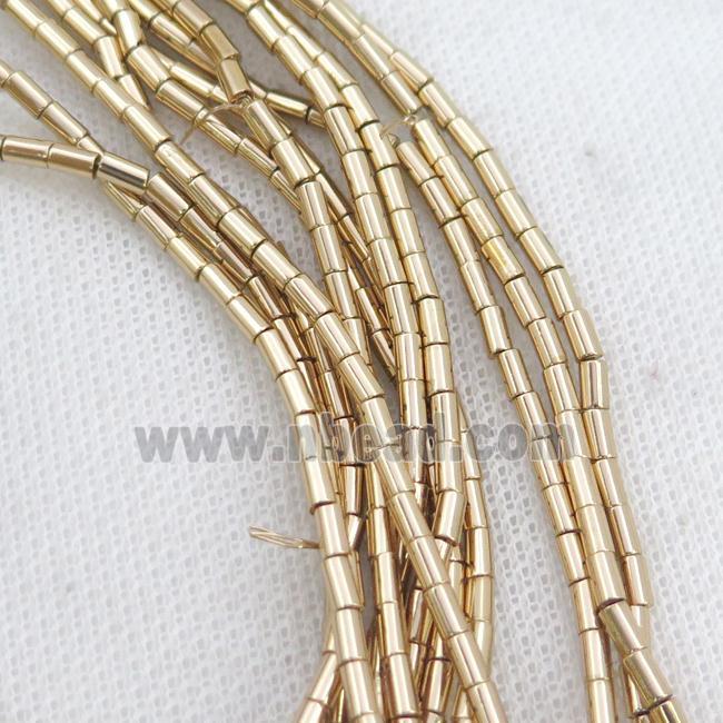 Hematite Tube Beads Lt.Gold