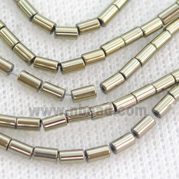Hematite Tube Beads Pyrite COlor