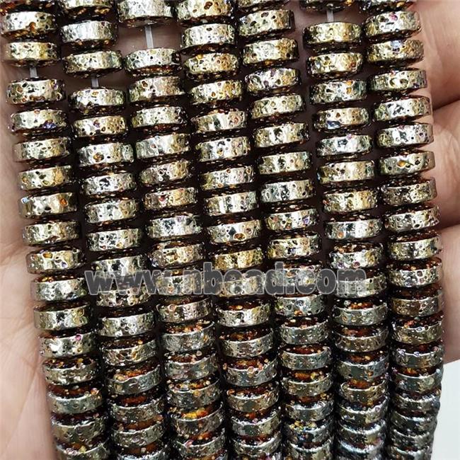 Assembled Lava Beads Heishi Gold Plated