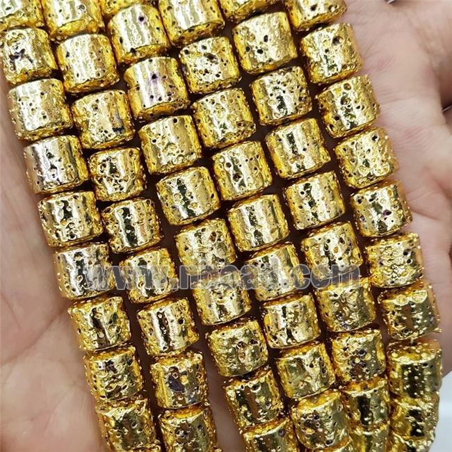 Assembled Lava Beads Column Beads Shiny Gold
