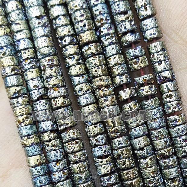 Hematite Heishi Beads Green Electroplated