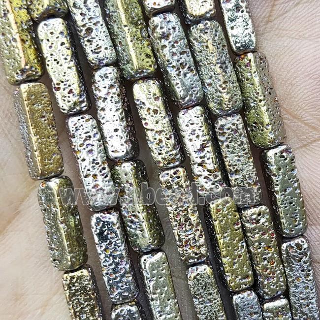 Hematite Tube Beads Green Electroplated