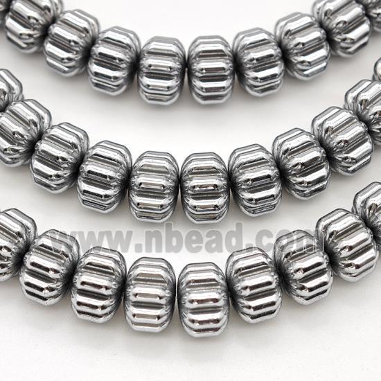 Hematite Pumpkin Beads Platinum Plated