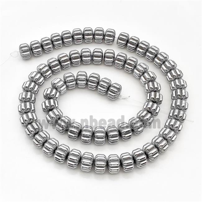 Hematite Pumpkin Beads Platinum Plated