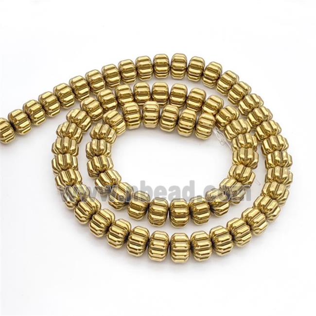 Hematite Pumpkin Beads Gold Plated