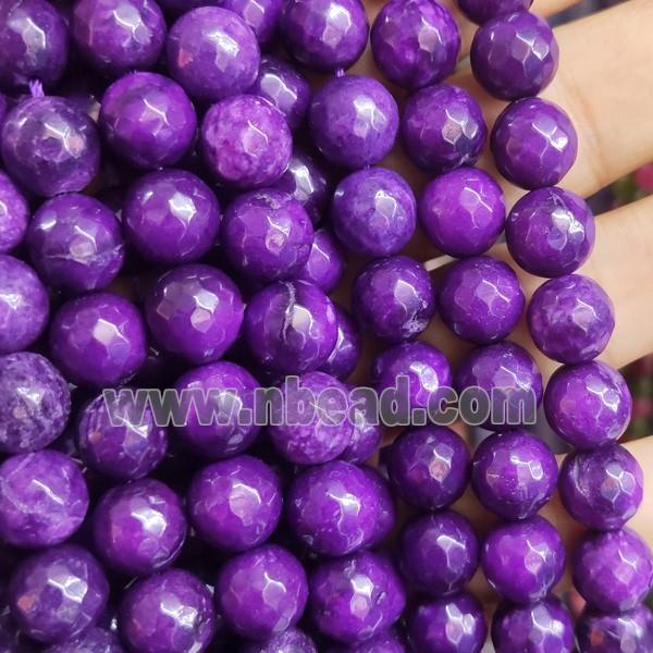 purple Jade Beads, faceted round, b-grade