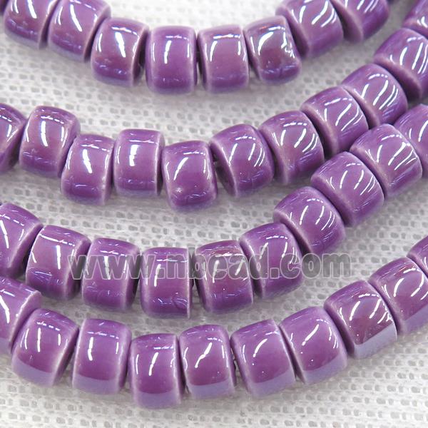 Oriental Porcelain heishi beads, purple enamel, electroplated