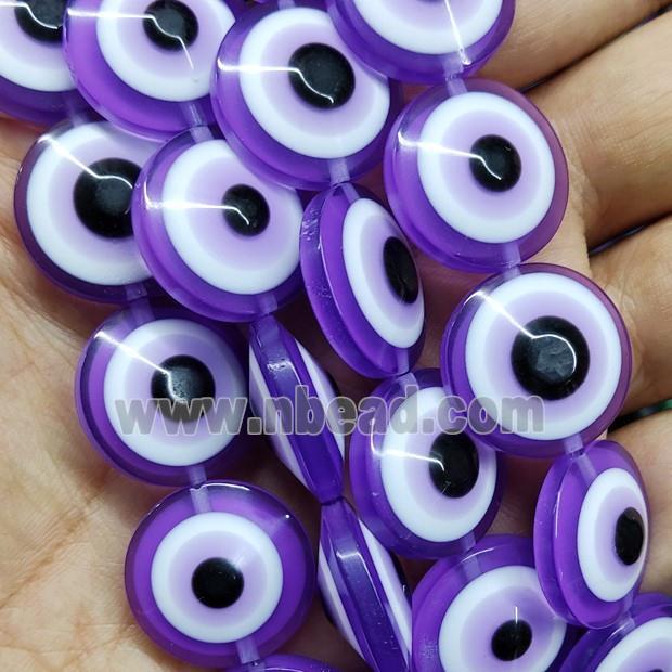 Purple Resin Circle Evil Eye Beads