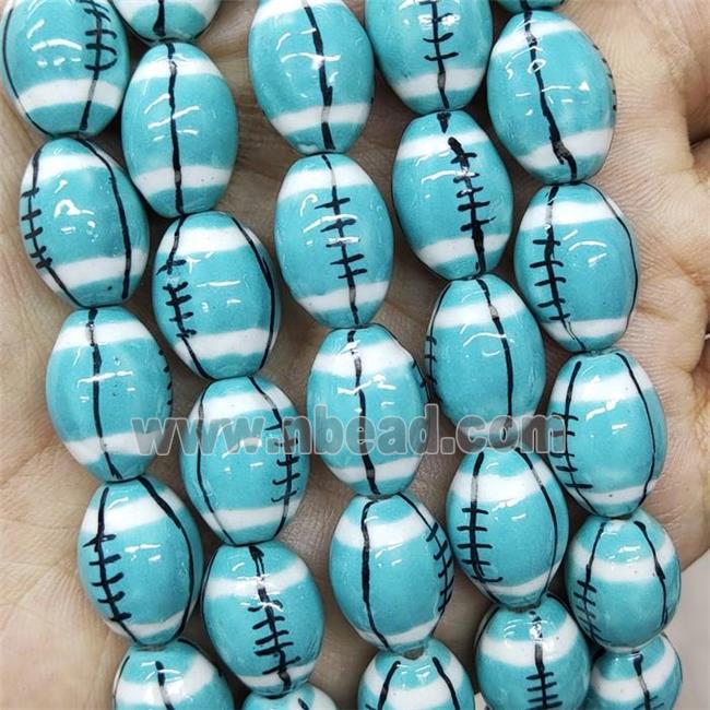 Green Porcelain Rugby Beads American Football Sport Rice