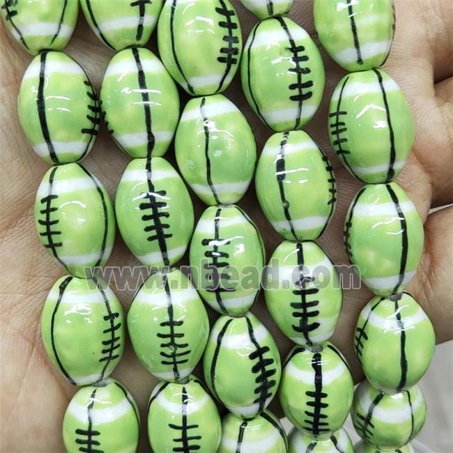 Green Porcelain Rugby Beads American Football Sport Rice