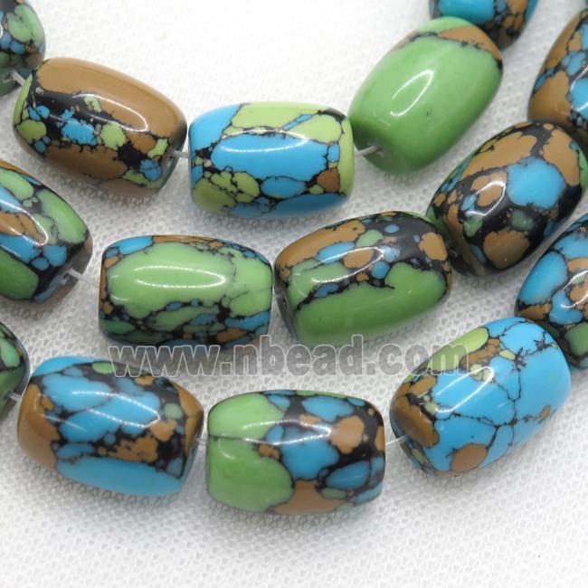 Assembled Turquoise barrel beads, multicolor