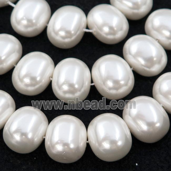 white Pearlized Shell potato Beads