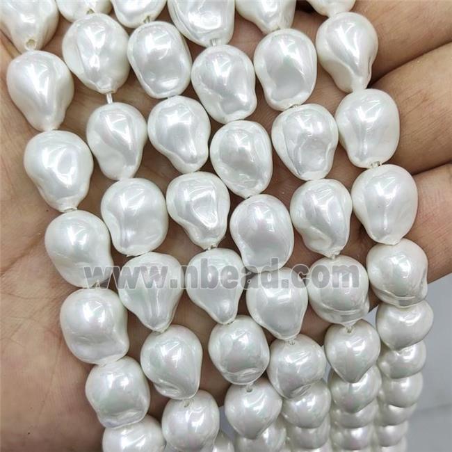 Baroque Style White Pearlized Shell Beads Freeform
