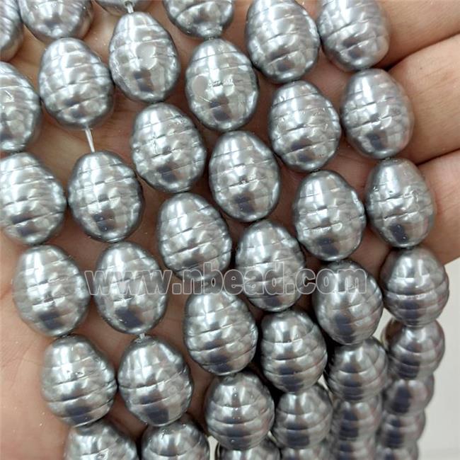 Baroque Style Pearlized Shell Barrel Beads Screw Graysilver Dye