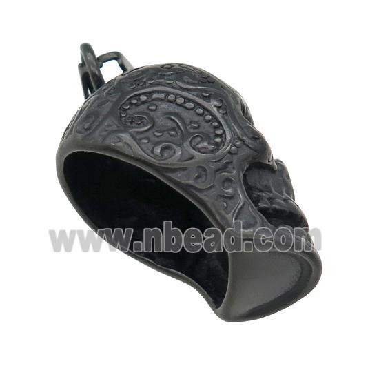 Stainless Steel skull charm pendant pave rhinestone black plated
