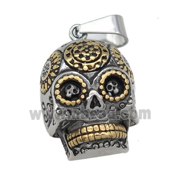 Stainless Steel skull charm pendant antique gold