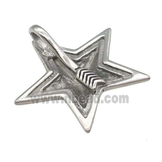 Stainless Steel Star pendant antique silver