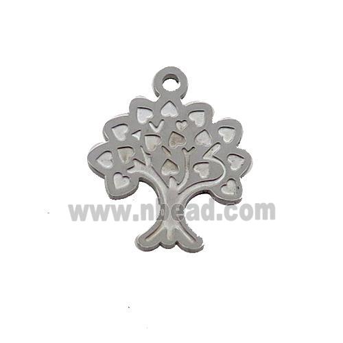 Raw Stainless Steel Tree Pendant