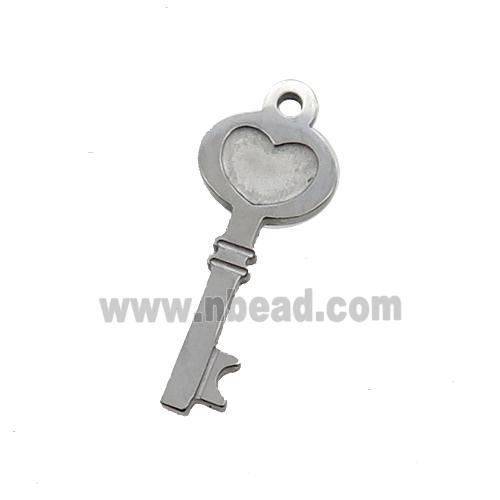 Raw Stainless Steel Key Charm Pendant