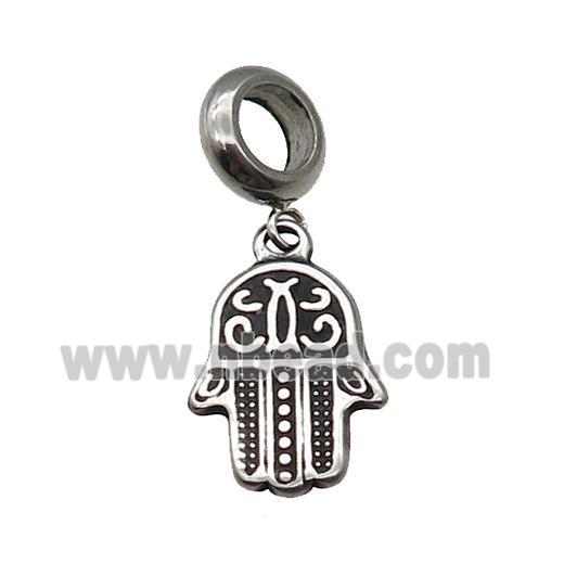 Stainless Steel HamsaHand Charm Pendant Antique Silver