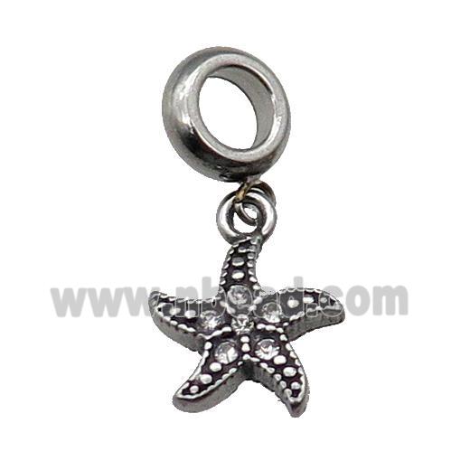 Stainless Steel Starfish Charm Pendant Antique Silver