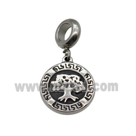 Stainless Steel Tree Pendant Antique Silver