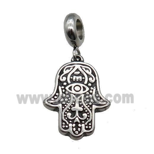 Stainless Steel HamsaHand Pendant Antique Silver