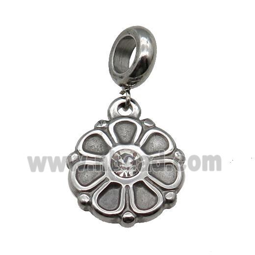 Stainless Steel Flower Pendant Antique Silver