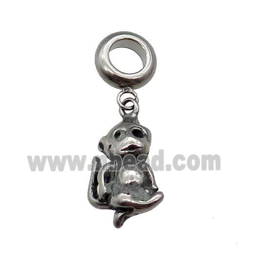 Stainless Steel Zodiac Monkey Pendant Antique Silver