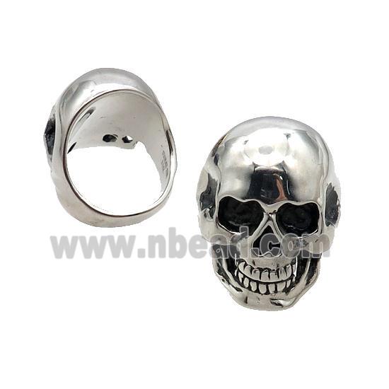 Stainless Steel Skull Ring Antique Silver