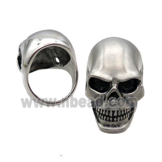 Stainless Steel Skull Ring Antique Silver