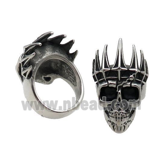 Stainless Steel Skull Ring Antique Silver