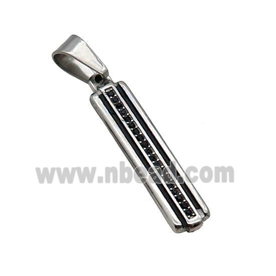 Stainless Steel Stick Pendant Antique Silver