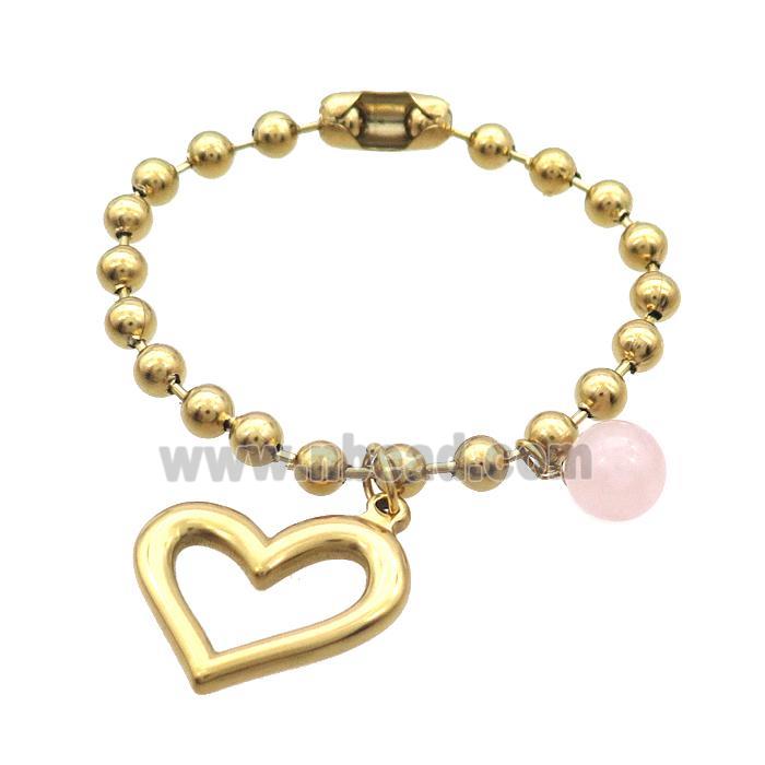 Stainless Steel Bracelet Heart Gold Plated