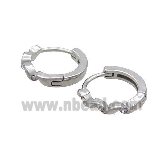 Raw Stainless Steel Hoop Earrings Pave Rhinestone