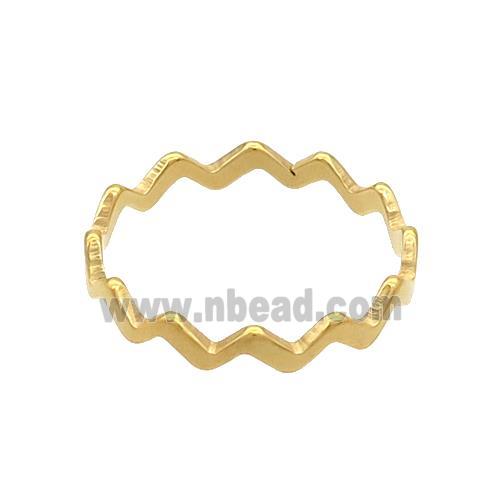 Stainless Steel Rings Wave Gold Plated