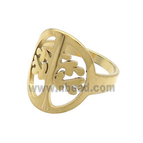 Stainless Steel Rings Tree Of Life Gold Plated