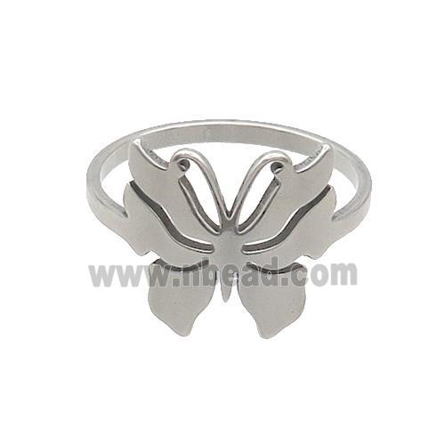 Raw Stainless Steel Rings Butterfly