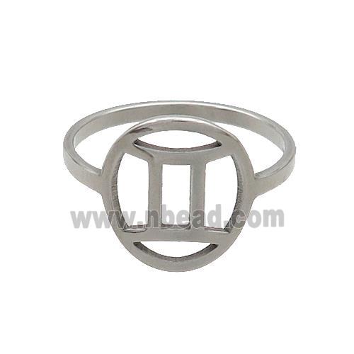 Raw Stainless Steel Rings Zodiac Gemini