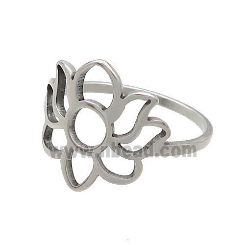 Raw Stainless Steel Rings Flower