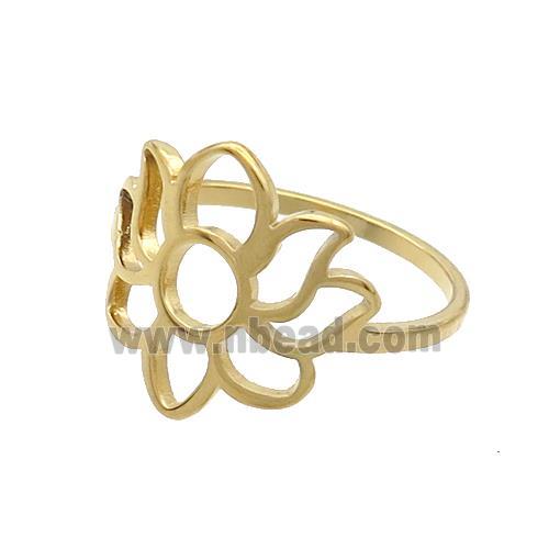 Stainless Steel Rings Flower Gold Plated