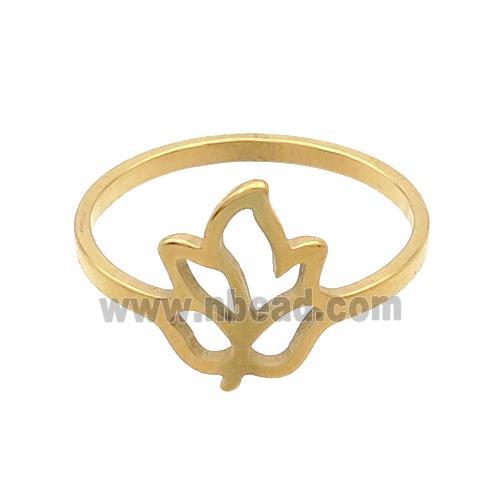 Stainless Steel Flower Tulip Rings Flower Gold Plated