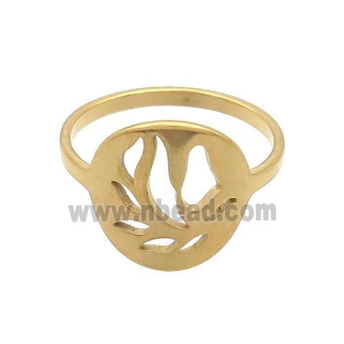 Stainless Steel Rings Flower Gold Plated