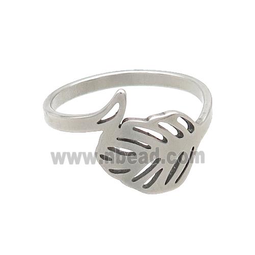 Raw Stainless Steel Leaf Rings